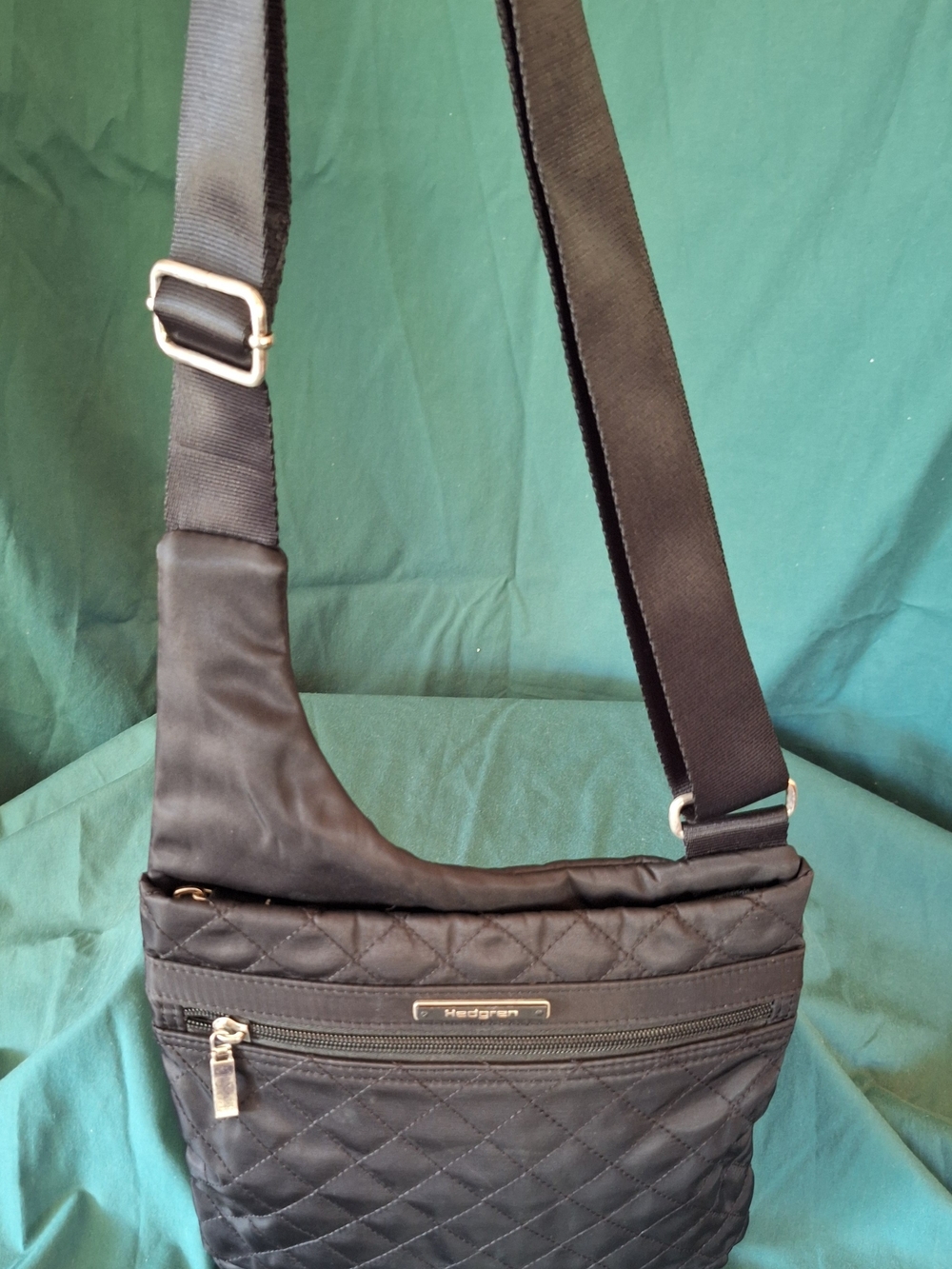Hedgren Diamond Touch RFID Black Crossbody Bag Adjustable Strap Quilted